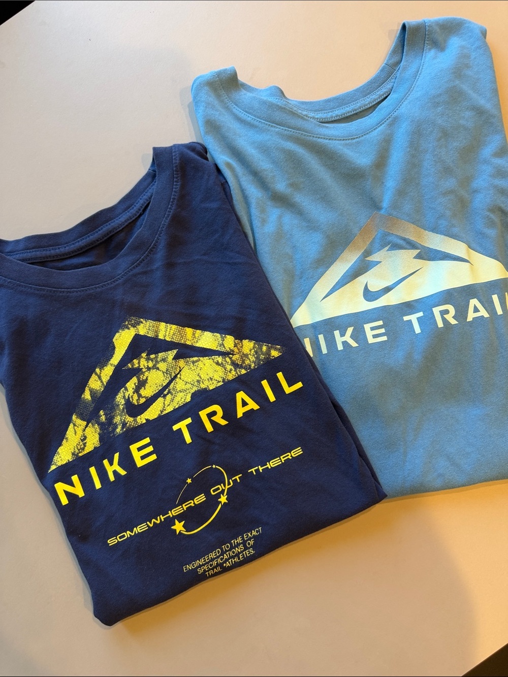 (2) Nike Short Sleeve Nike Trail Tees - Navy & Light Blue